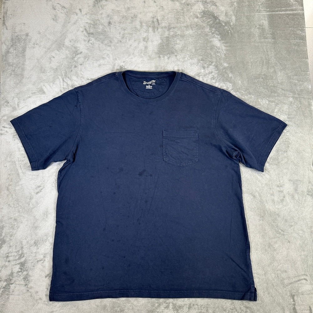 Duluth Trading Co Mens XL Relaxed Fit Longtail T-Shirt Navy Blue Pocket Cotton